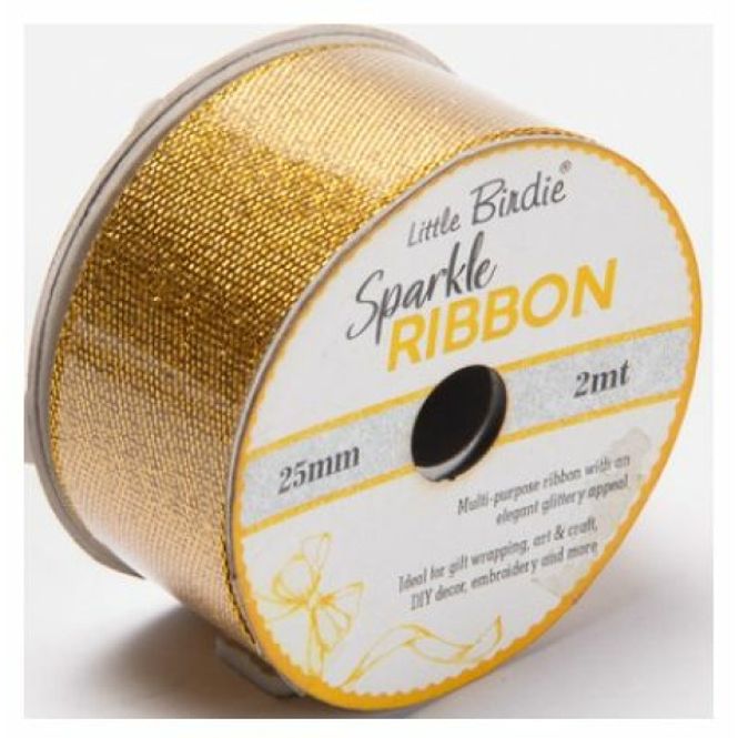 Hovedbilde Little Birdie Glitterbånd Gull 25mm 2m 