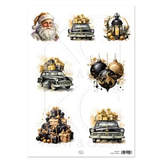 Hovedbilde  Kort og Godt-Motivark Julebil sort 1029 