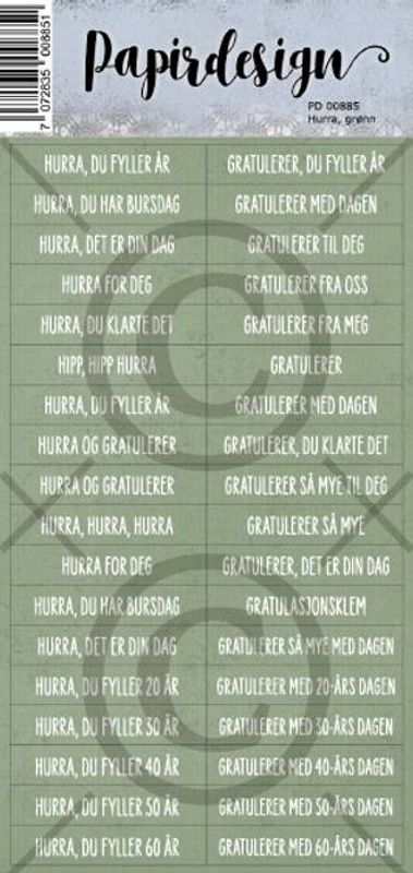 Papirdesign-Klistremerke-Hurra,grønn-PD00885