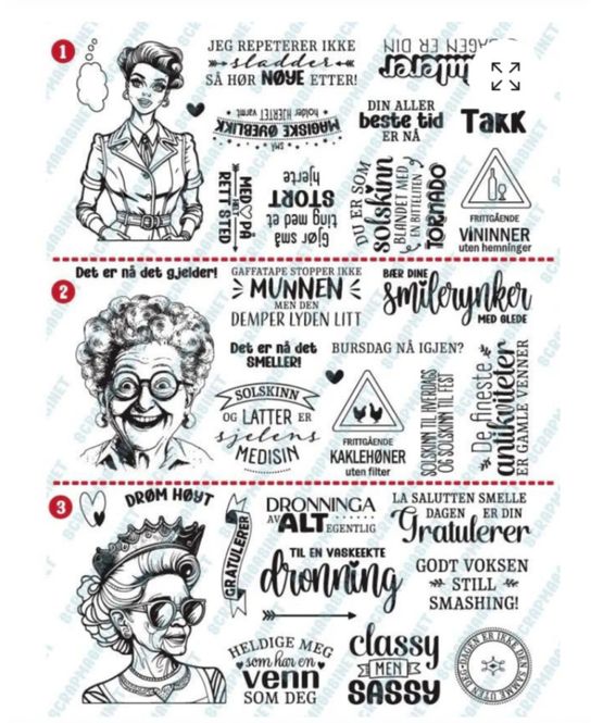 Hovedbilde A4 Clearstamps plate med motiver som vist