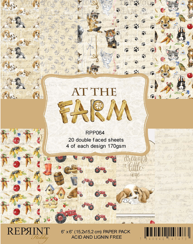 Reprint-Paperpack- At The Farm- blokk- 6x6 Inch 