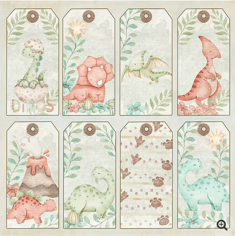 Reprint-Paperpack Dinos- blokk- 6x6 Inch