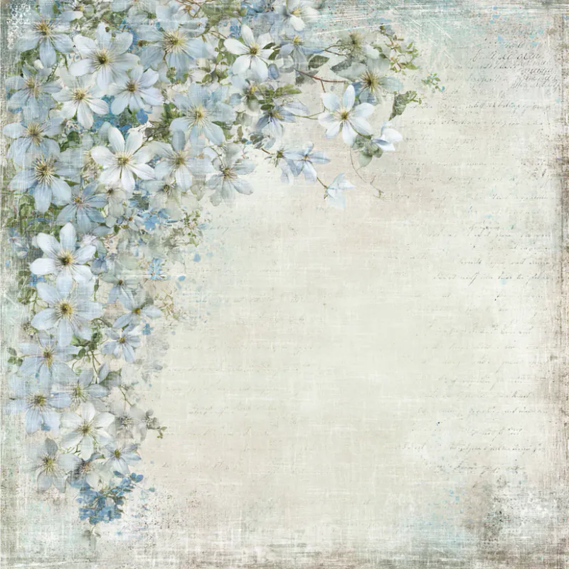 Reprint -Summer Garden Blueberries - Blue Flowers-12x12 inch-RP0753