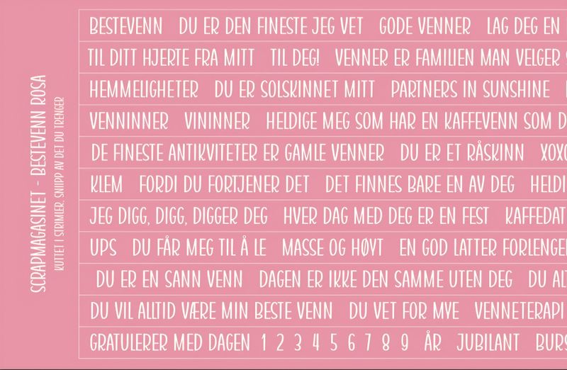 Scrapmagasinet-Klistremerke-Bestevenn 10x15- Rosa