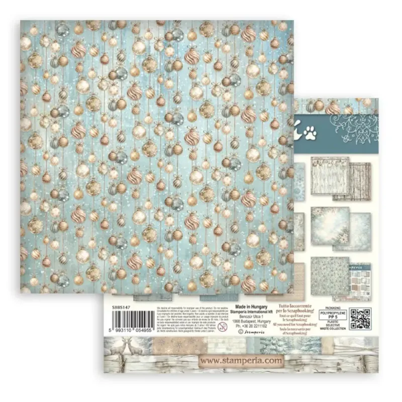 Stamperia - White Christmas - Background Selection - Paper Pad 10 doble ark - 12 x 12