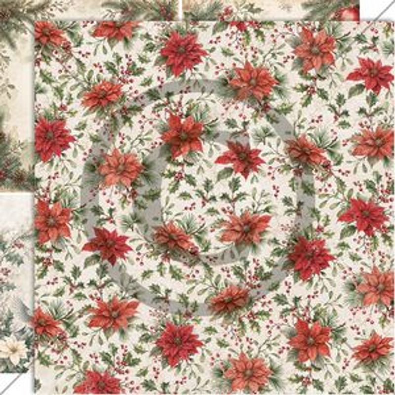 Juleminner- Klassisk juleblomst - Tosidig mønsterark fraPapirdesign - pd1725