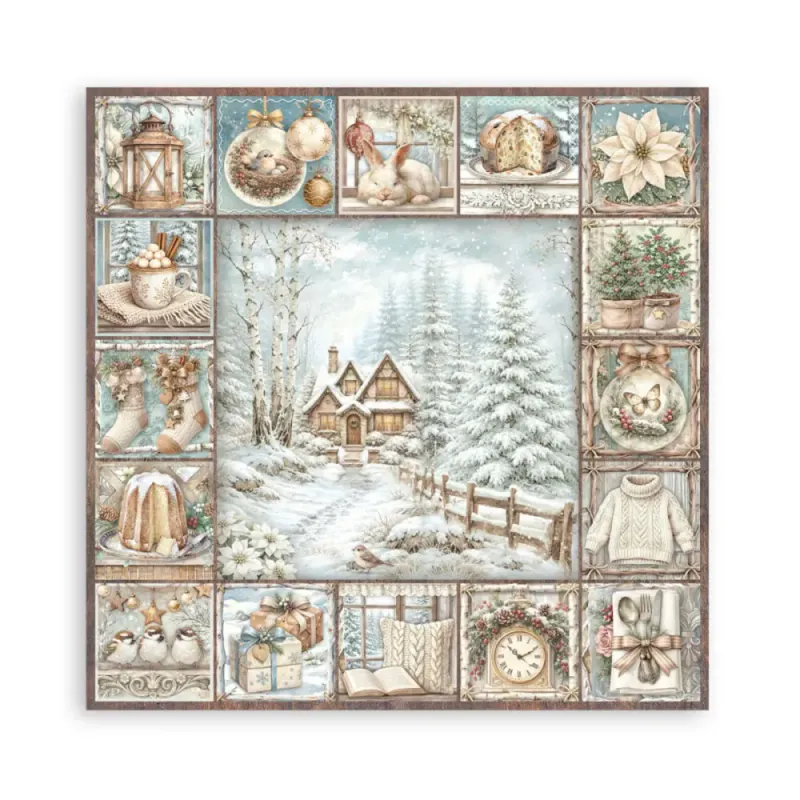 Stamperia - White Christmas - Singled sided - Paper Pad 8 x 8