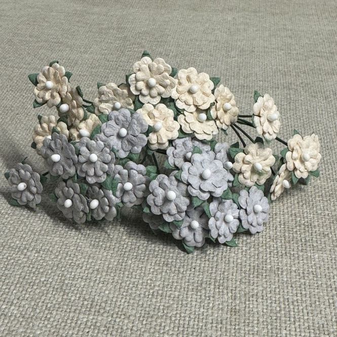 Hovedbilde Papirdesign - Miniblomster beige og grå - BV3