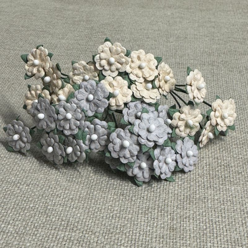 Papirdesign - Miniblomster beige og grå - BV3