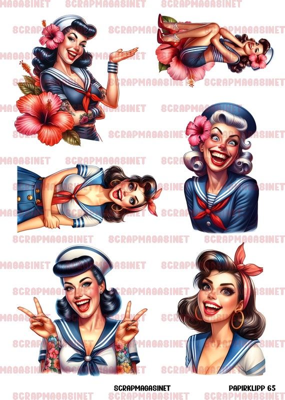 Papirklipp 65 - 50s Sailorchicks A4
